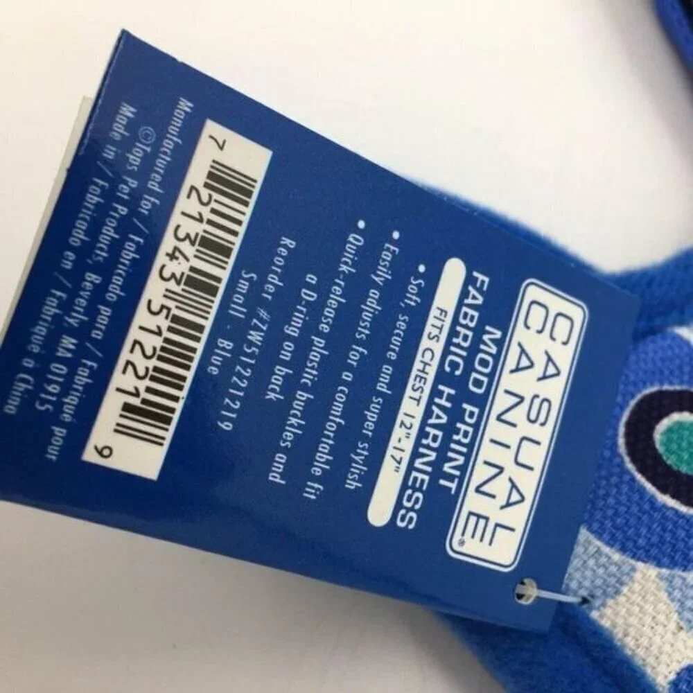 Dog Harness Casual Canine Mod Print Pet Collar Size Small 12”-17” NEW